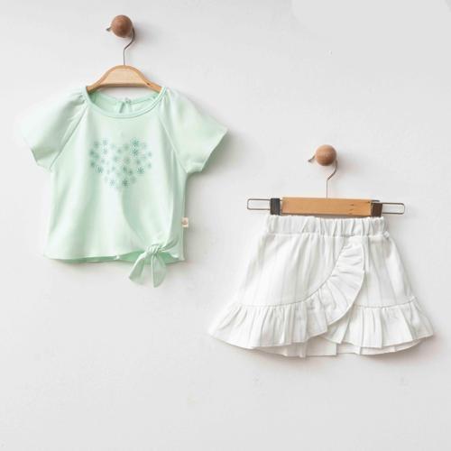 ÇİZGİLİ ETEK BLUZ TAKIM Mint Yeşili