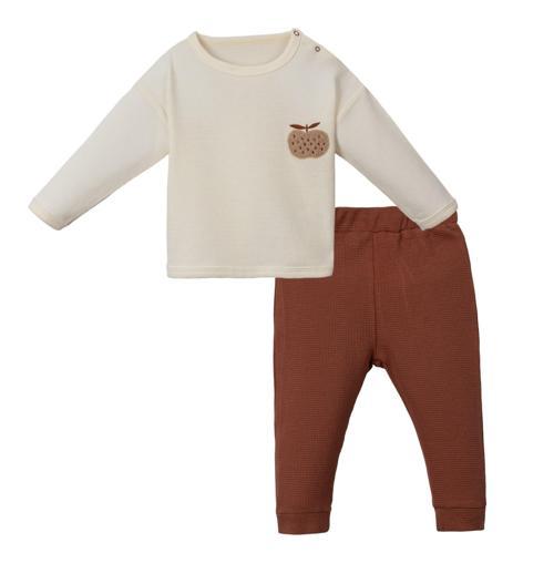 ELMA NAKIŞLI SWEAT PANTOLON TAKIM Bej