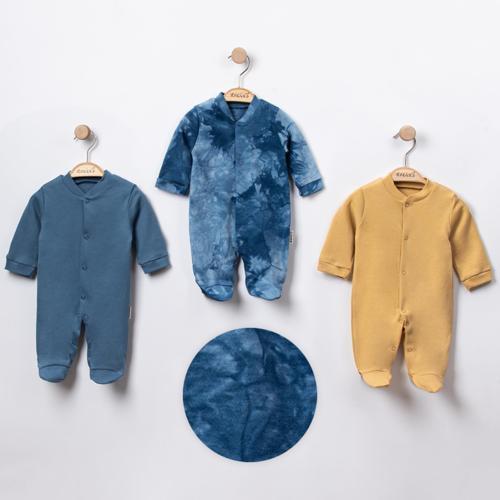 BATİKLİ ÜÇLÜ PATİKLİ TULUM SET Mavi