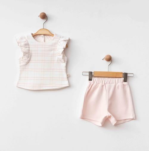 FIRFIRLI BLUZ ŞORT TAKIM Pembe