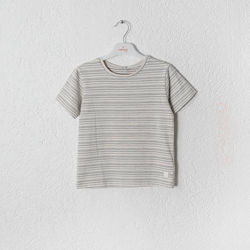 ÇİZGİLİ JAKARLI TSHIRT Siyah