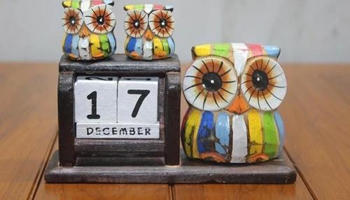 Ahşap Baykuş Takvim Polos-18