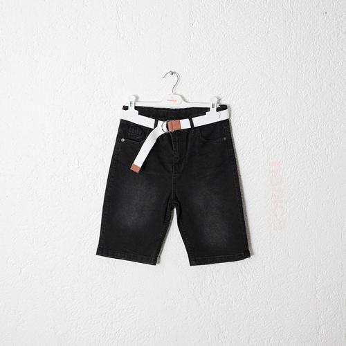 KEMERLİ DENIM ŞORT Siyah