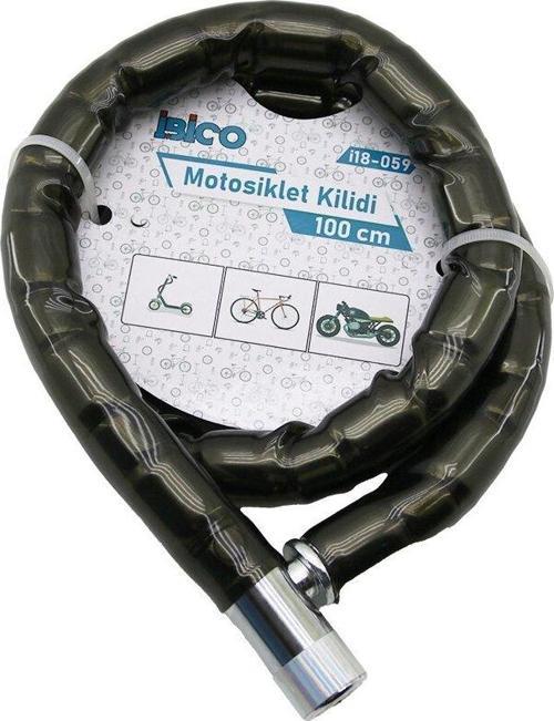 TÜP ANAHTARLI METAL KAFA ÇELİK MOTOR - BİSİKLET KİLİT SİLİNDİRİK SPİRAL KİLİT SİYAH KILIF 22MM X 100CM (5060)