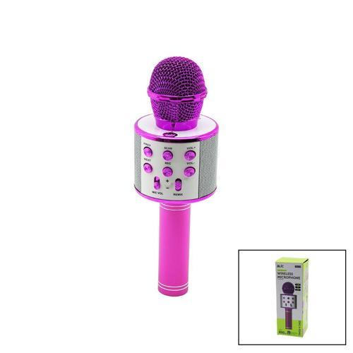WİRELESS MİKROFON KARAOKE - HOPARLÖR USB ŞARJLI USB - TF - AUX RENKLİ KROM KAPLAMA PİL:800mAh - DC 5V BLS-25 (5060)