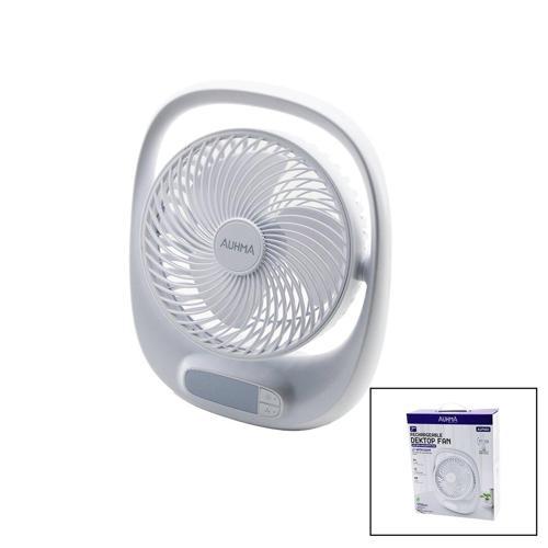 USB 7 İNÇ- 20CM MASA ÜSTÜ FAN VANTİLATÖR IŞIKLI 5W 180 DERECE 3 KADEME HIZ - 3 PERVANE STAND=24.8X30.5X8CM AUFN-01 (5060)