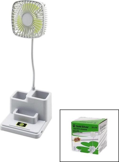 KALEMLİKLİ MASAÜSTÜ VANTİLATÖR USB ŞARJLI FAN:8.9CM- AKROBAT AYAK=23CM+KALEMLİK:36.5CM TELEFONLUK GS-270 (5060)