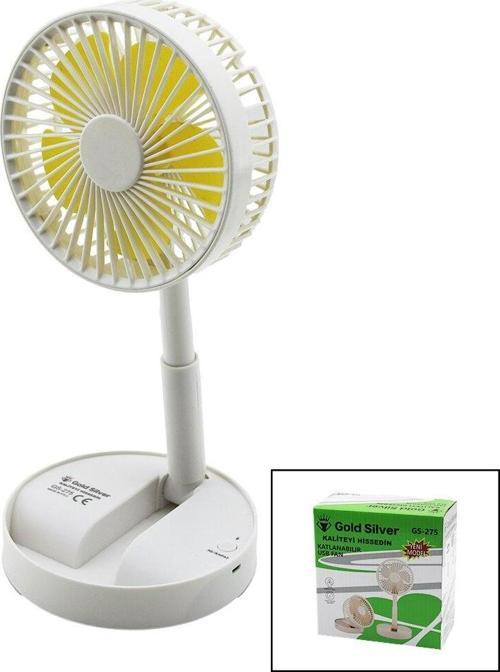 MASA ÜSTÜ VANTİLATÖR USB ŞARJIL KATLANIR FAN=13.6CM - UZAYAN AYAK=11-16CM 180 DERECE TELEFONLUKLU GS-275 (5060)