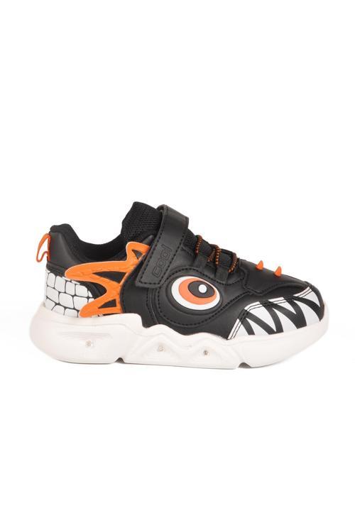 Siyah Cırtlı Işıklı Unisex Çocuk Spor Ayakkabı Stego P