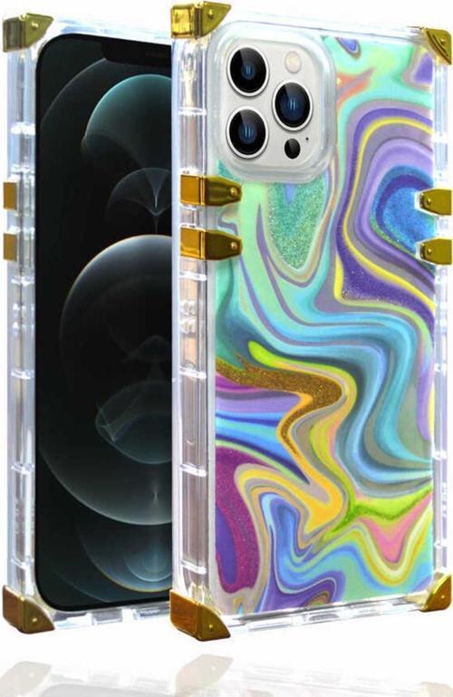 Iphone 13 Pro Ile Uyumlu Kılıf Desenli Ebruli Dalga Desenli Mesmerizing Kılıf Mavi