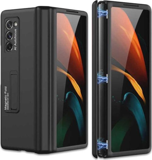 Galaxy Z Fold 2 Kılıf 180 Derece Dönebilen Standlı M-magnet Kılıf Siyah