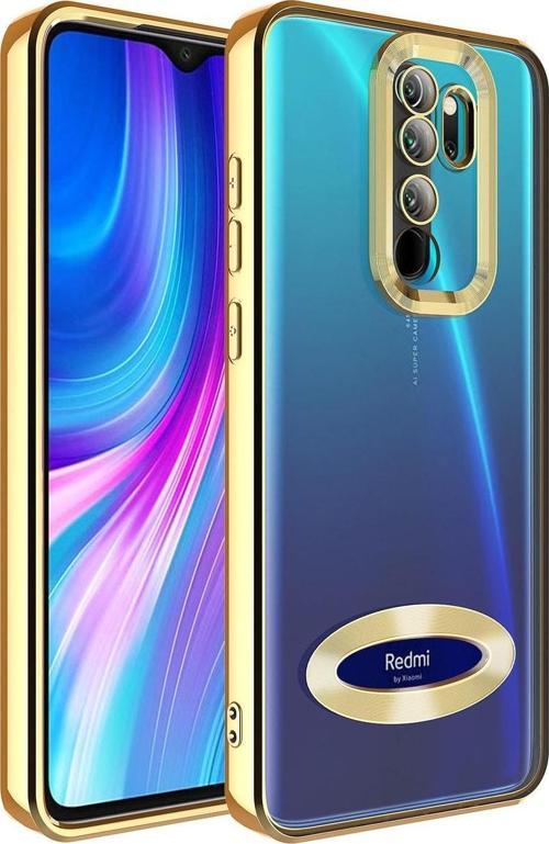Redmi Note 8 Pro Ile Uyumlu Kılıf Kamera Korumalı Logo Gösteren Colored Z-omega Kapak Gold
