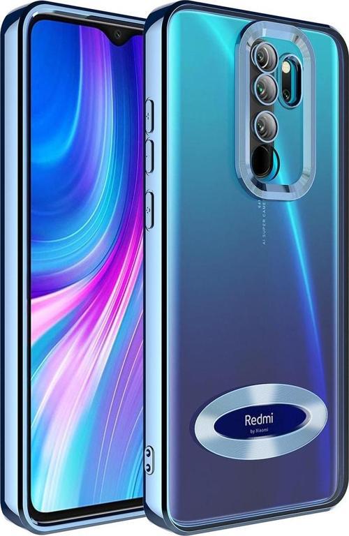 Redmi Note 8 Pro Ile Uyumlu Kılıf Kamera Korumalı Logo Gösteren Colored Z-omega Kapak Mavi Açık