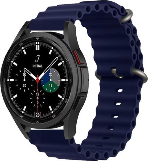 Galaxy Watch Active 2 Ile Uyumlu 40mm Quintessential Kabartmalı Metal Tokalı Kordon Midnight Blue