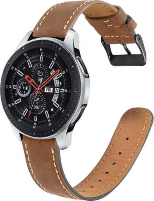 Gear S3 22mm Kahverengi Metal Tokalı Deri Kordon