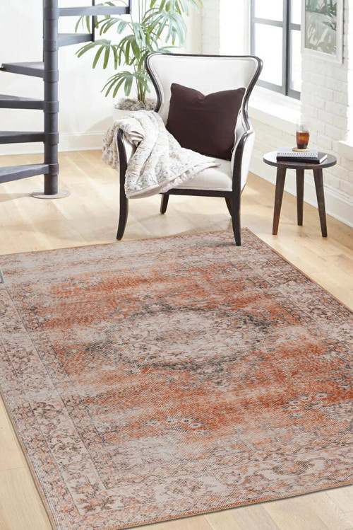 Zlatni Rat Eskitme Kırmızı Polyester Dikdörtgen Modern Desenli Pamuk Makinada Yıkanabilir Hav Toz Vermez Leke Tutmayan Kaymaz Taban Dijital Makine Baskı Salon Yolluk Mutfak Halı