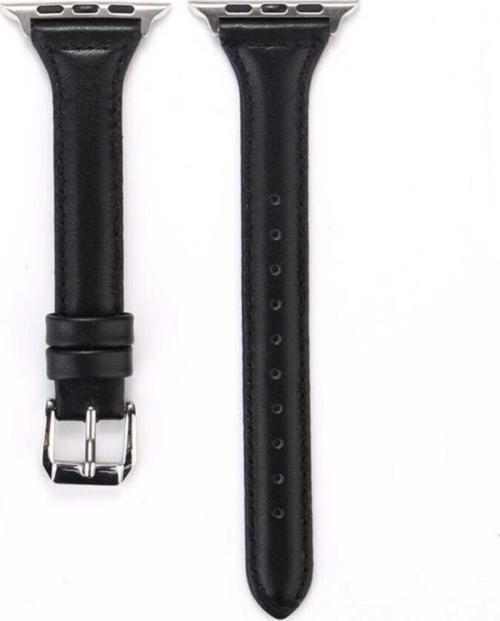 ??Apple Watch 38 mm Metal Tokalı Deri Kordon - Siyah