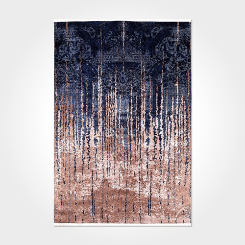 Brooklyn Çizgili Lacivert Polyester Dikdörtgen Pamuk Makinada Yıkanabilir Kaymaz Taban Dijital Makine Baskı Salon Halı-I-Cr-Printed Carpet-2043PC-160x300
