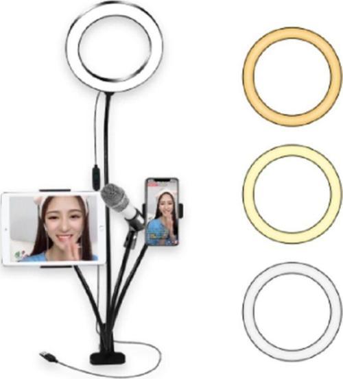 4 In 1 Selfie Led Halka Işık Klip-on Standı Telefon Ve Tablet Altlığı Tutucu
