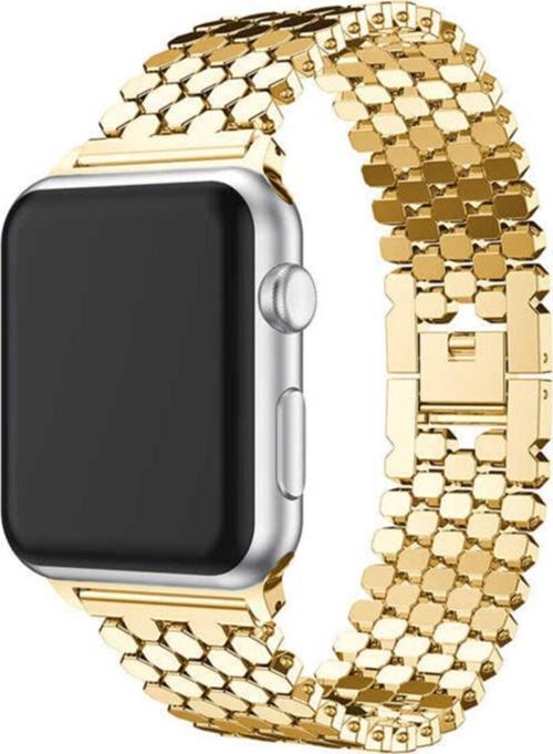 Apple Watch 42mm Octagon Desenli Metal Kordon Gold