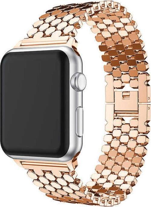 Apple Watch 42mm Octagon Desenli Metal Kordon Rose Gold