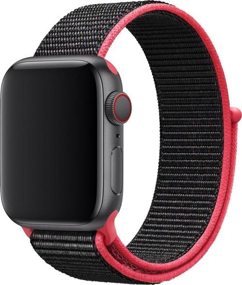 Apple Watch 42mm Uyumlu Kayış Spor Loop Kordon Frambuaz Siyah