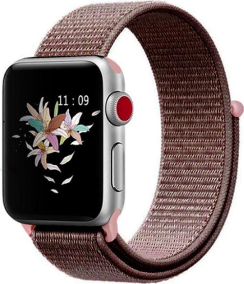 Apple Watch 44mm Bilekli Kumaş Kayış Kordon Kahve