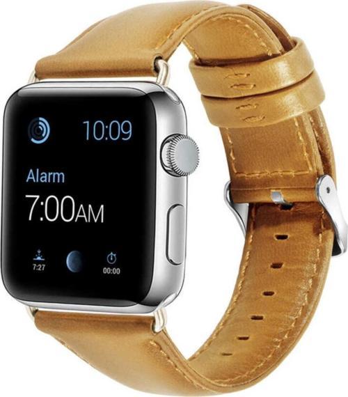 Apple Watch 44mm Deri Kordon Açık Kahve