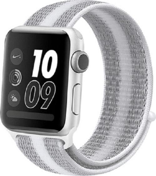 Apple Watch 38-40 mm  Beyaz Gri Fabric Bileklik Kumaş Kayış Kordon