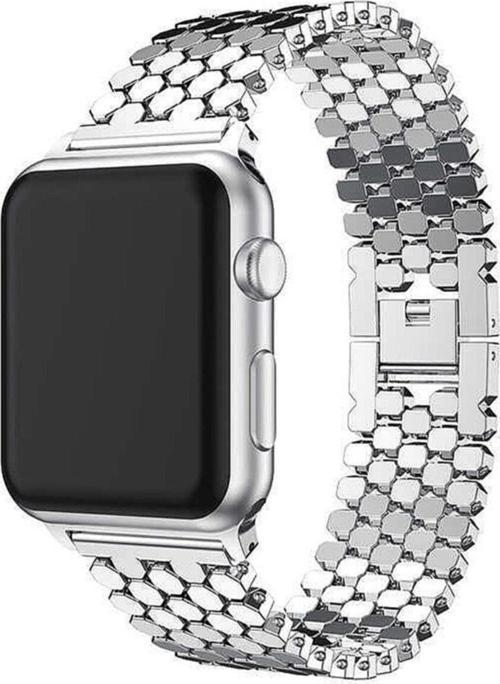Apple Watch 38mm Octagon Desenli Metal Kordon Gümüş