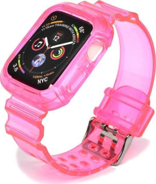 Apple Watch 38mm Serrated Silikon Kordon Pembe