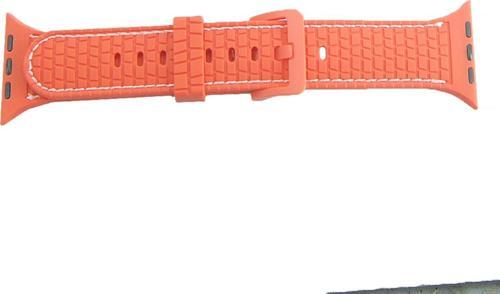 Apple Watch 6 Ile Uyumlu Delikli Vlahovic 38-40mm Dikişli Tokalı Kordon Turuncu