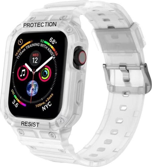 Apple Watch 6 Ile Uyumlu Double Protect 42-44 Mm Gnabry Antishok Kordon Şeffaf