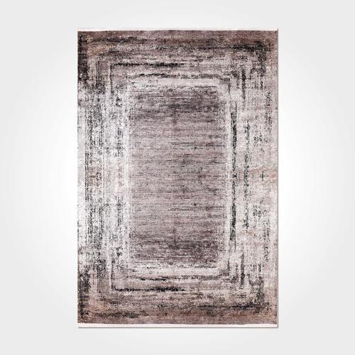 Melody Çerçeveli Kahverengi Polyester Dikdörtgen Modern Desenli Pamuk Makinada Yıkanabilir Hav Toz Vermez Leke Tutmayan Kaymaz Taban Dijital Makine Baskı Salon Yolluk Mutfak Halı