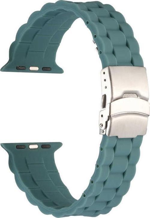 Apple Watch 6 Ile Uyumlu Kordon 38-40mm Metal Toka Delikli Ayarlanabilir Panoply Silikon Kayış
