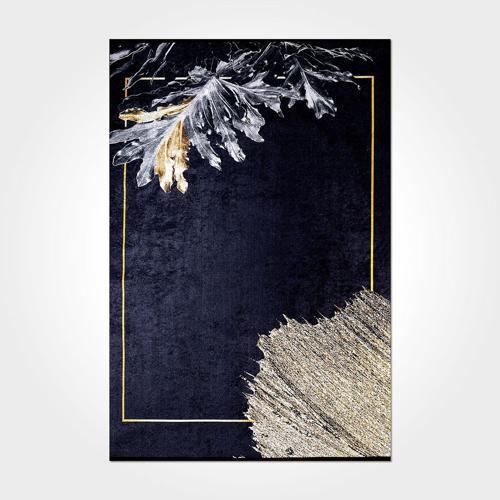 Hailey Çiçekli Siyah Polyester Dikdörtgen Modern Desenli Pamuk Makinada Yıkanabilir Hav Toz Vermez Leke Tutmayan Kaymaz Taban Dijital Makine Baskı Salon Yolluk Mutfak Halı
