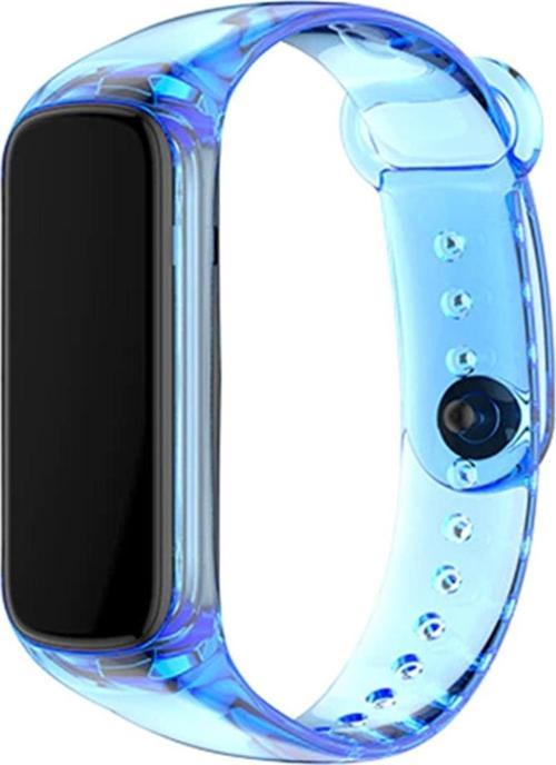 Galaxy Fit 2 Sm-r220 Ile Uyumlu Kordon Correa Delikli Termoplastik Kayış Mavi