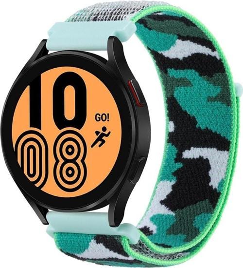 Galaxy Gear S3 46mm Ile Uyumlu Kamuflaj Desenli Kayış Hasır Örgü Işlemeli Kordon Açık Yeşil