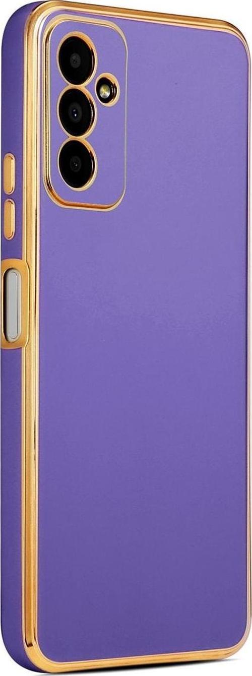 Galaxy M13 Ile Uyumlu Kılıf Gold Kenar Pastel Renkli Halcyon Z-bark Kapak Derin Mor