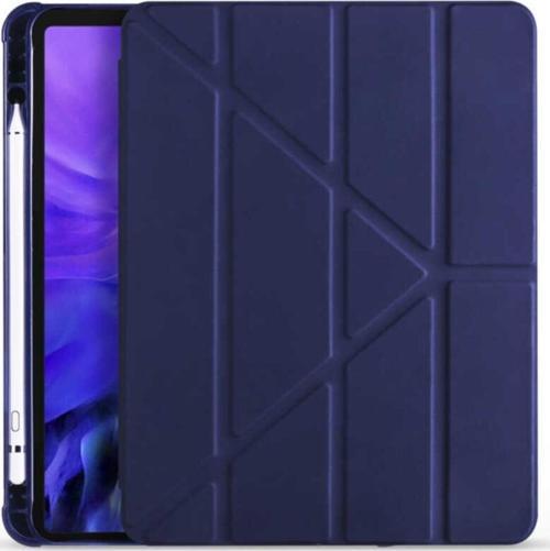 Apple Ipad 10.2 (8.nesil) Tofu Folding Kalem Tutacaklı Standlı Kılıf Lacivert