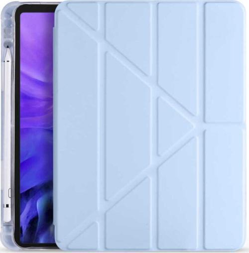Apple Ipad 10.2 (8.nesil) Tofu Folding Kalem Tutacaklı Standlı Kılıf Mavi