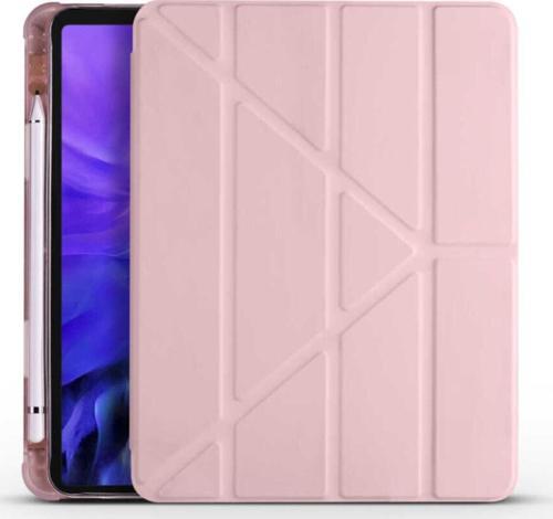 Apple Ipad 10.2 (8.nesil) Tofu Folding Kalem Tutacaklı Standlı Kılıf Rose Gold