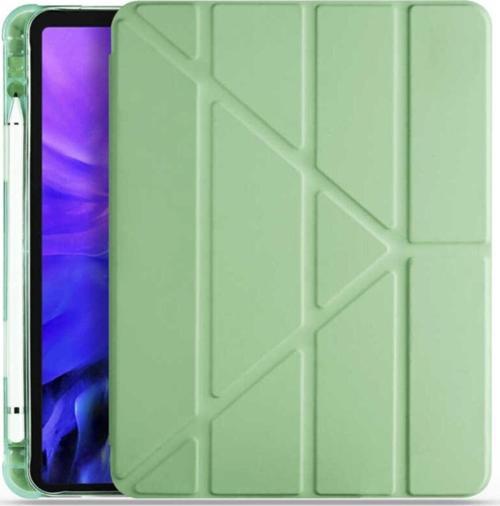 Apple Ipad 9.7 2017 Tofu Folding Kalem Tutacaklı Standlı Kılıf Açık Yeşil