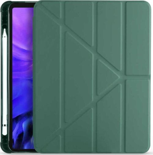 Apple Ipad 9.7 2017 Tofu Folding Kalem Tutacaklı Standlı Kılıf Koyu Yeşil