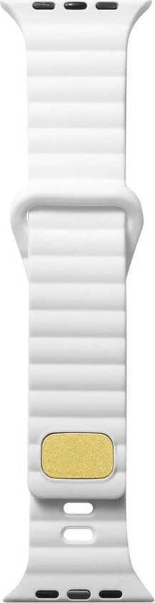 Apple Watch 4 Ile Uyumlu Metal Toka Tasarımlı 38-40mm Strip Kabartmalı Kordon Beyaz