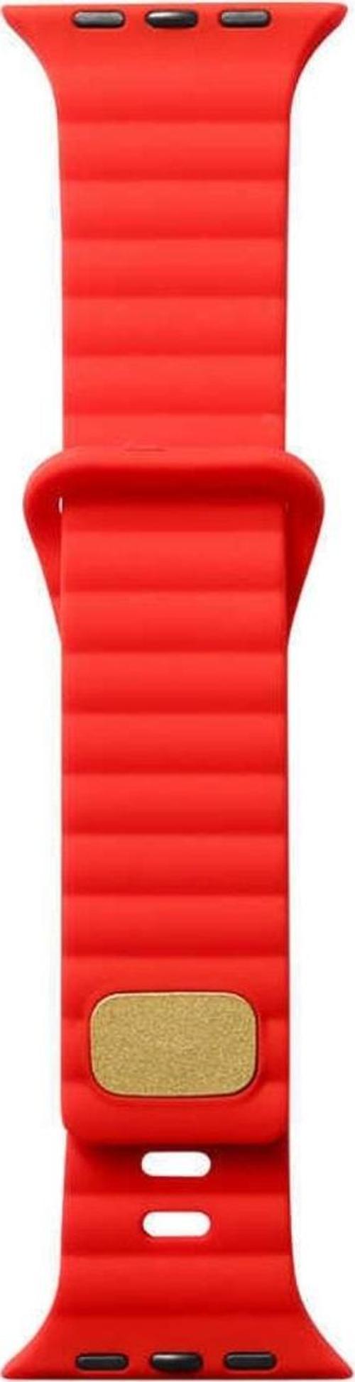 Apple Watch 4 Ile Uyumlu Metal Toka Tasarımlı 38-40mm Strip Kabartmalı Kordon Kırmızı