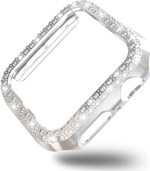 Apple Watch 6 38mm Ile Uyumlu Sert Çerçeve Diamond Kapak 6 38mm Koruyucu Kılıf Gold