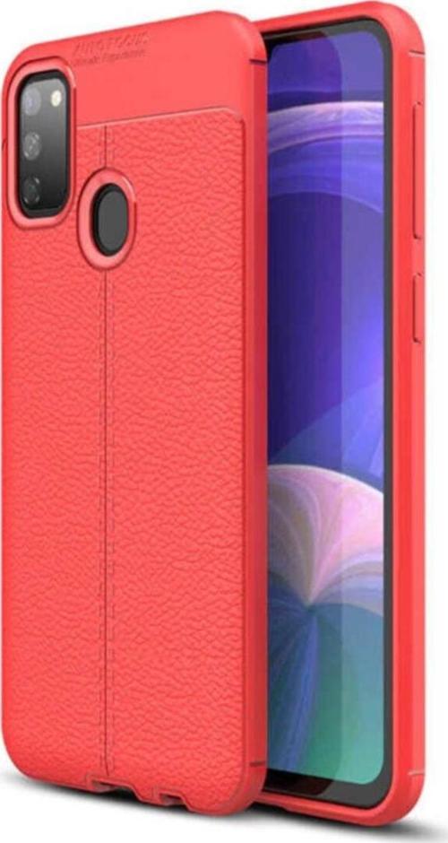 Galaxy M21 Kılıf Niss Silikon Deri Görünümlü Kırmızı