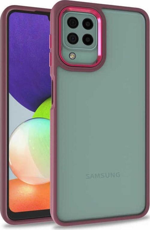 Galaxy M22 Ile Uyumlu Kılıf Kontrast Renk Tasarımlı Cynosure Kapak Kırmızı