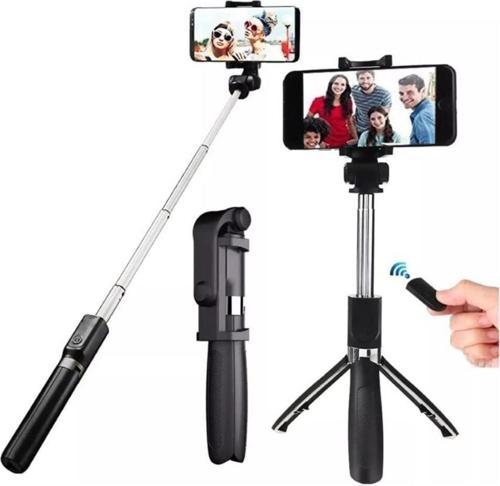 Bluetooth Destekli Selfie Çubuğu Tripod - Monopod Selfie Stick Uzaktan Kumandalı Fonksiyonel Sy-l01